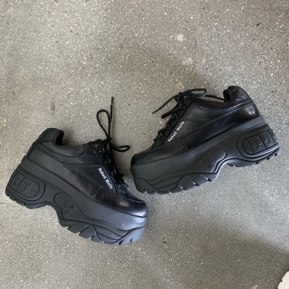 Naked Wolfe Sporty Black Leather Sneakers